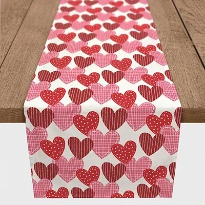Kirkland's Heart Pattern Cotton Twill Valentine's Runner In Pink