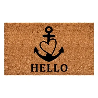 Kirkland's Hello Heart Anchor Doormat In Brown