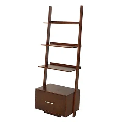 Kirkland's Heritage Walnut Ladder Bookshelf With Drawer In Brown