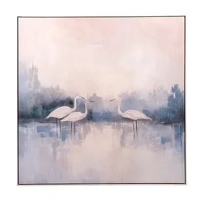 Kirkland's Herons On Blue Framed Canvas Art Print In Multi