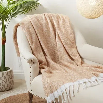 Kirkland's Herringbone Faux Mohair Throw In Brown