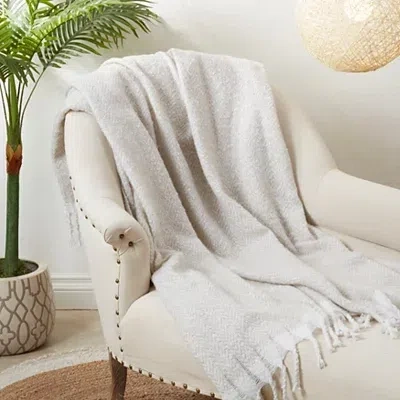 Kirkland's Herringbone Faux Mohair Throw In White