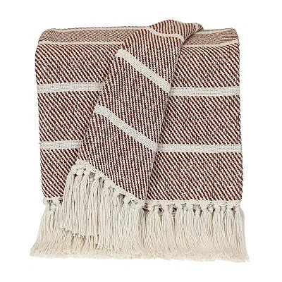 Kirkland's Herringbone Striped Throw In Brown