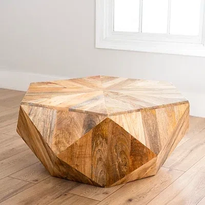 Kirkland's Hexagon Mango Wood Coffee Table In Brown