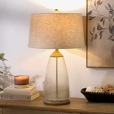 Kirkland's Hobnail Glass Table Lamp In Brown