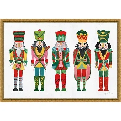 Kirkland's Holiday Nutcrackers Framed Canvas Art Print In Multi