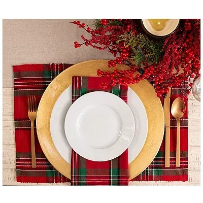 Kirkland's Holiday Plaid Placemats In Red