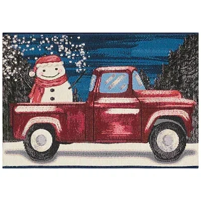 Kirkland's Holiday Truck With Snowman Christmas Mat In Multi