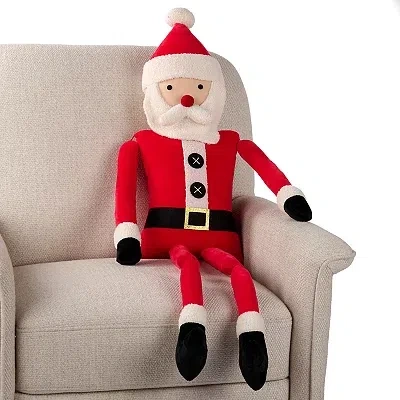 Kirkland's Holly Santa Claus Shaped Pillow In Red