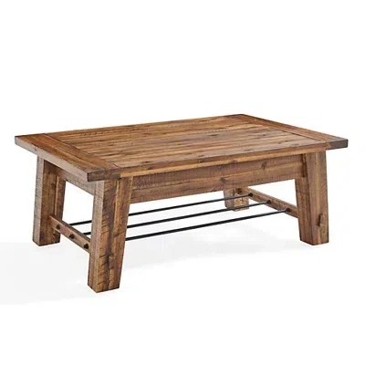 Kirkland's Honey Acacia Wood Coffee Table With Metal Bars In Brown