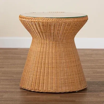 Kirkland's Honey Boho Braided Rattan Accent Table In Brown