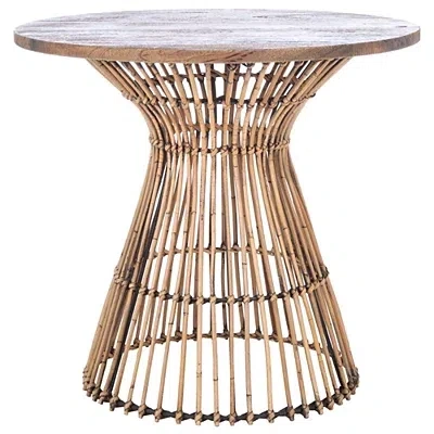 Kirkland's Honey Brown Rattan Irma Round Accent Table
