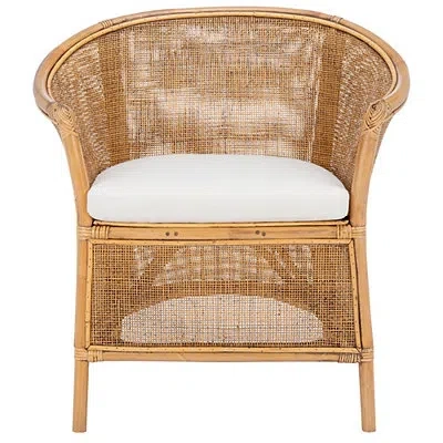 Kirkland's Honey Brown Rattan Jessi Accent Chair In White