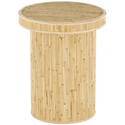 Kirkland's Honey Wood Cylinder Accent Table In Brown