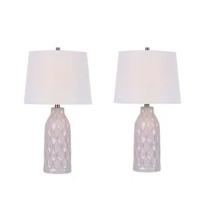 Kirkland's Honeycomb Ceramic Table Lamps In White