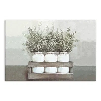 Kirkland's Horizontal Mason Jar Greenery Canvas Art Print In Multi
