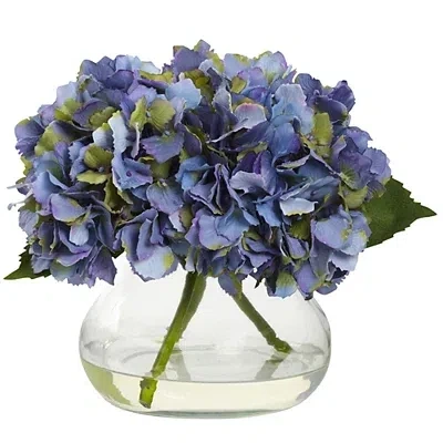 Kirkland's Hydrangea Arrangement In Clear Vase In Blue