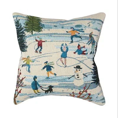 Kirkland's Ice Skate Scene Christmas Pillow In Multi
