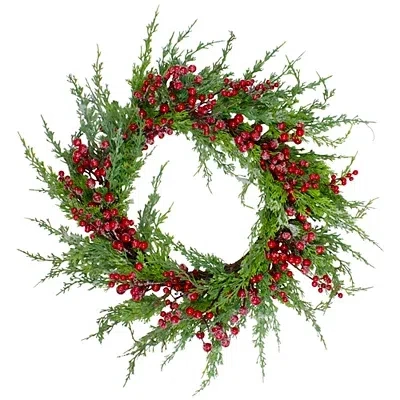 Kirkland's Iced Red Berries And Cedar Wreath In Multi