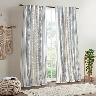 Kirkland's Imani Blue Chenille Stripe Curtain Panel