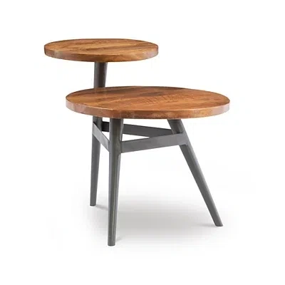 Kirkland's Industrial Two-tiered Gunmetal Accent Table In Brown