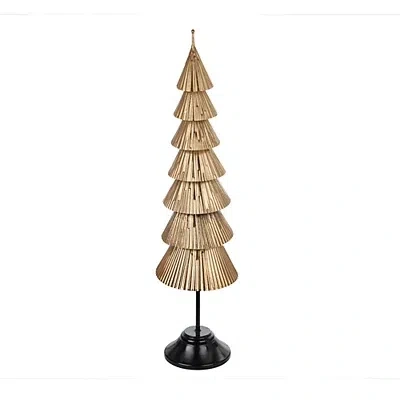 Kirkland's Iron Christmas Tree On Black Base In Gold