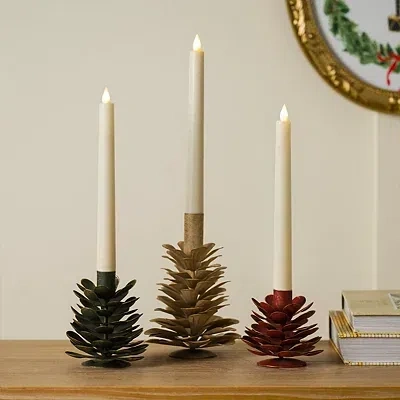 Kirkland's Iron Pinecone Taper Candle Holders In Multi