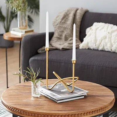 Kirkland's Iron Taper Candle Holder In Gold