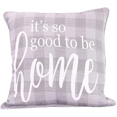 Kirkland's It's Good To Be Home Plaid Pillow In Gray