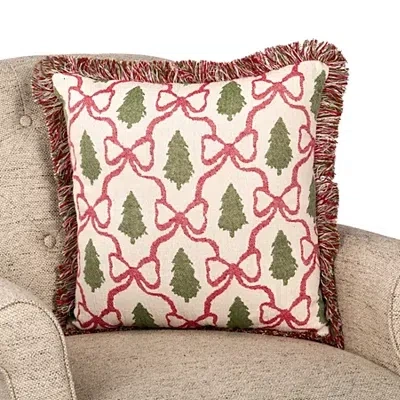 Kirkland's Jacquard Trees And Bows Pillow In Multi