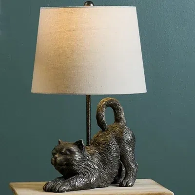 Kirkland's Jasper Stretching Cat Table Lamp In Brown