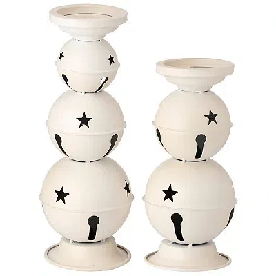Kirkland's Jingle Bells Candle Holders In White