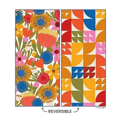 Kirkland's Jolies Fleurs Reversible Microfiber Beach Towel In Multi