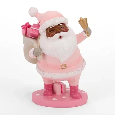 Kirkland's Jolly Santa With Bell Figurine In Pink