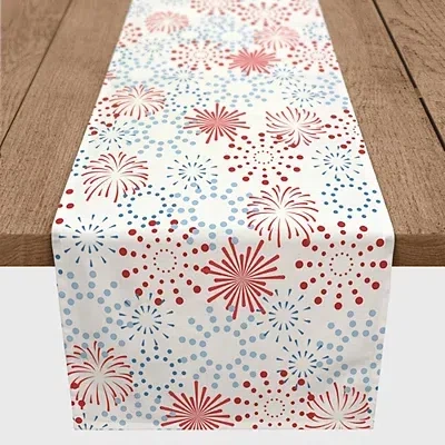 Kirkland's July 4th Fireworks Decorative Table Runner In White