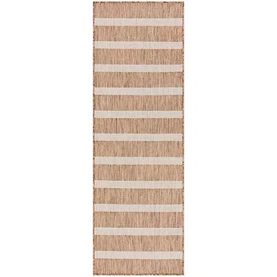 Kirkland's Jute & Ivory Striped Positano Outdoor Rug In Brown