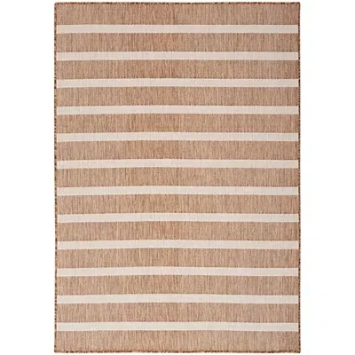 Kirkland's Jute & Ivory Striped Positano Outdoor Rug In Brown