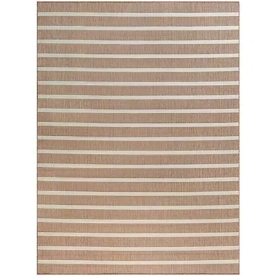 Kirkland's Jute & Ivory Striped Positano Outdoor Rug In Brown