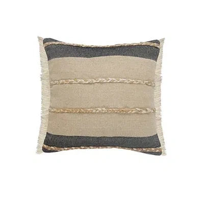 Kirkland's Jute Braided Stripe Throw Pillow In Gray