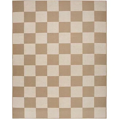 Kirkland's Jute Square Pattern Washable Area Rug In Neutral