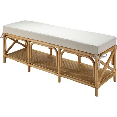 Kirkland's Kaili Natural Rattan Cushioned Bench In Brown