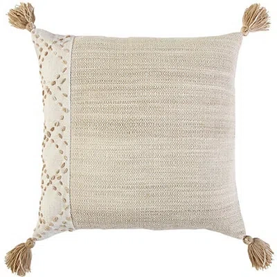 Kirkland's Kantha Stitch Recycled Throw Pillow In Neutral