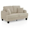 Kirkland's Kasin Beige Chenille Loveseat With Cup Holders In Neutral