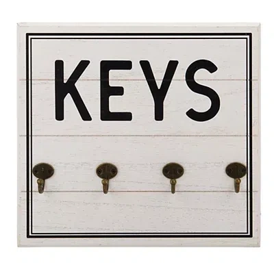 Kirkland's Keys White Wood Board Wall Hooks In Multi