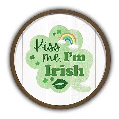 Kirkland's Kiss Me I'm Irish Round Framed Art Print In Multi