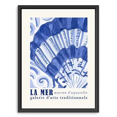 Kirkland's La Mer Poster Ii Framed Canvas Art Print In Blue