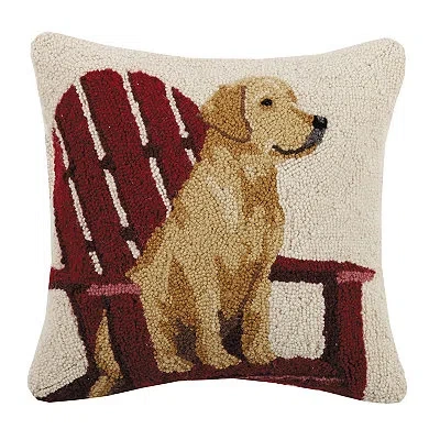 Kirkland's Lab On Adirondack Chair Hooked Pillow In Multi