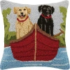Kirkland's Labradors On A Canoe Hooked Pillow In Multi