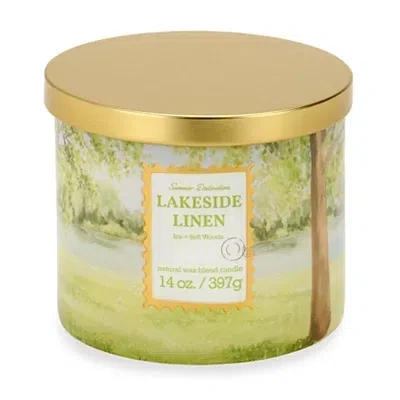 Kirkland's Lakeside Linen 3-wick Jar Candle In Green