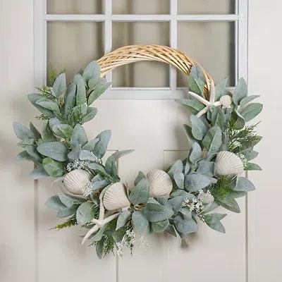 Kirkland's Lambs Ear Coastal Shell Wreath In Multi